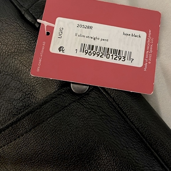 Spanx Faux Vegan Leather Slim Straight Pants in Luxe Black Sz Large NWT - Picture 13 of 14